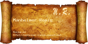 Manheimer Remig névjegykártya